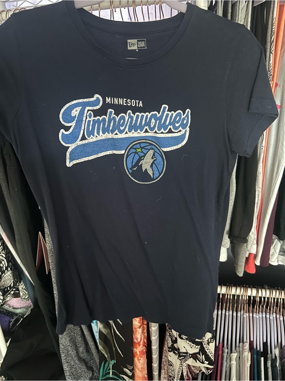 New Era Navy Minnesota Timberwolves Script Tee